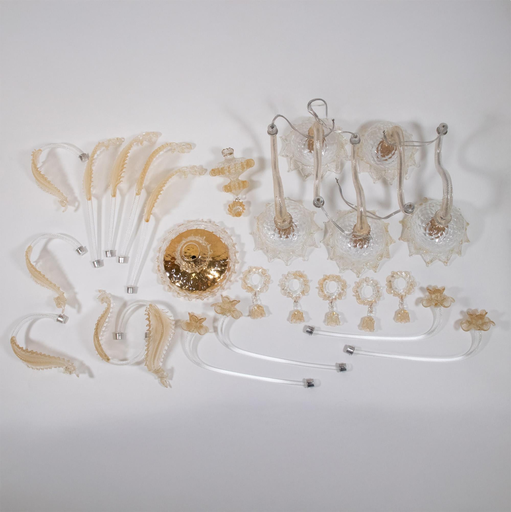 Lampadario barocco vintage di Murano con infusione d'oro in vendita 4