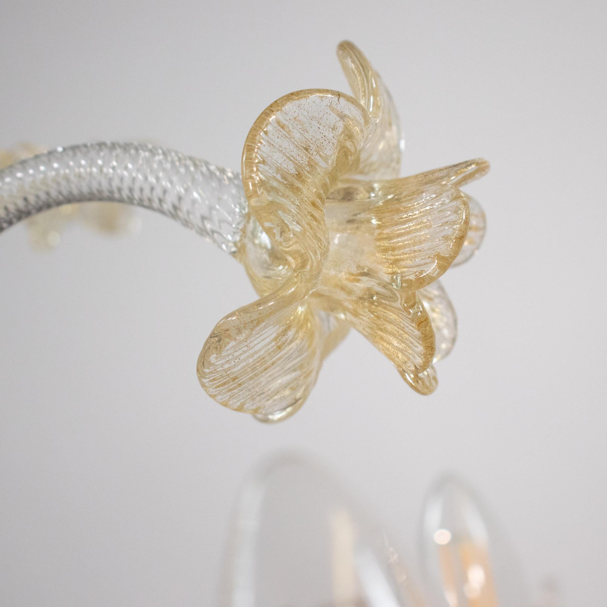 Lampadario barocco vintage di Murano con infusione d'oro in vendita 5