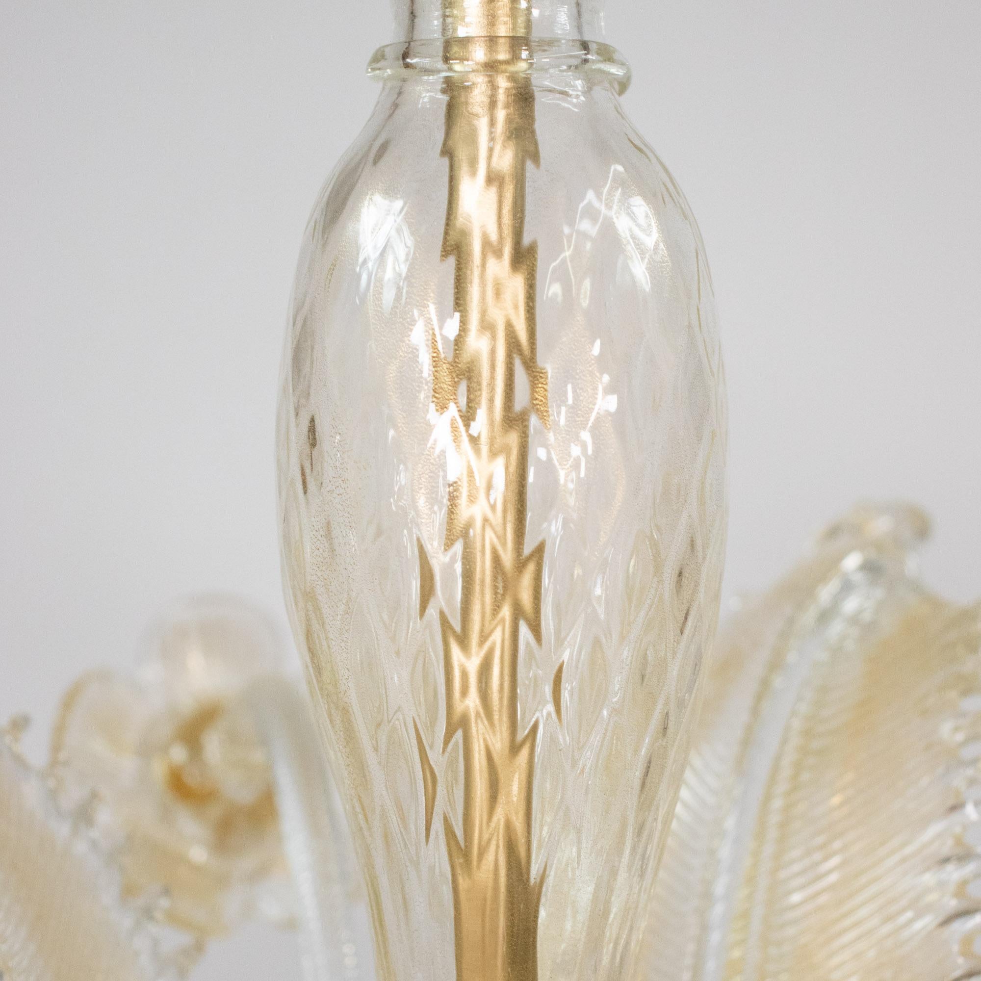 Lampadario barocco vintage di Murano con infusione d'oro in vendita 8