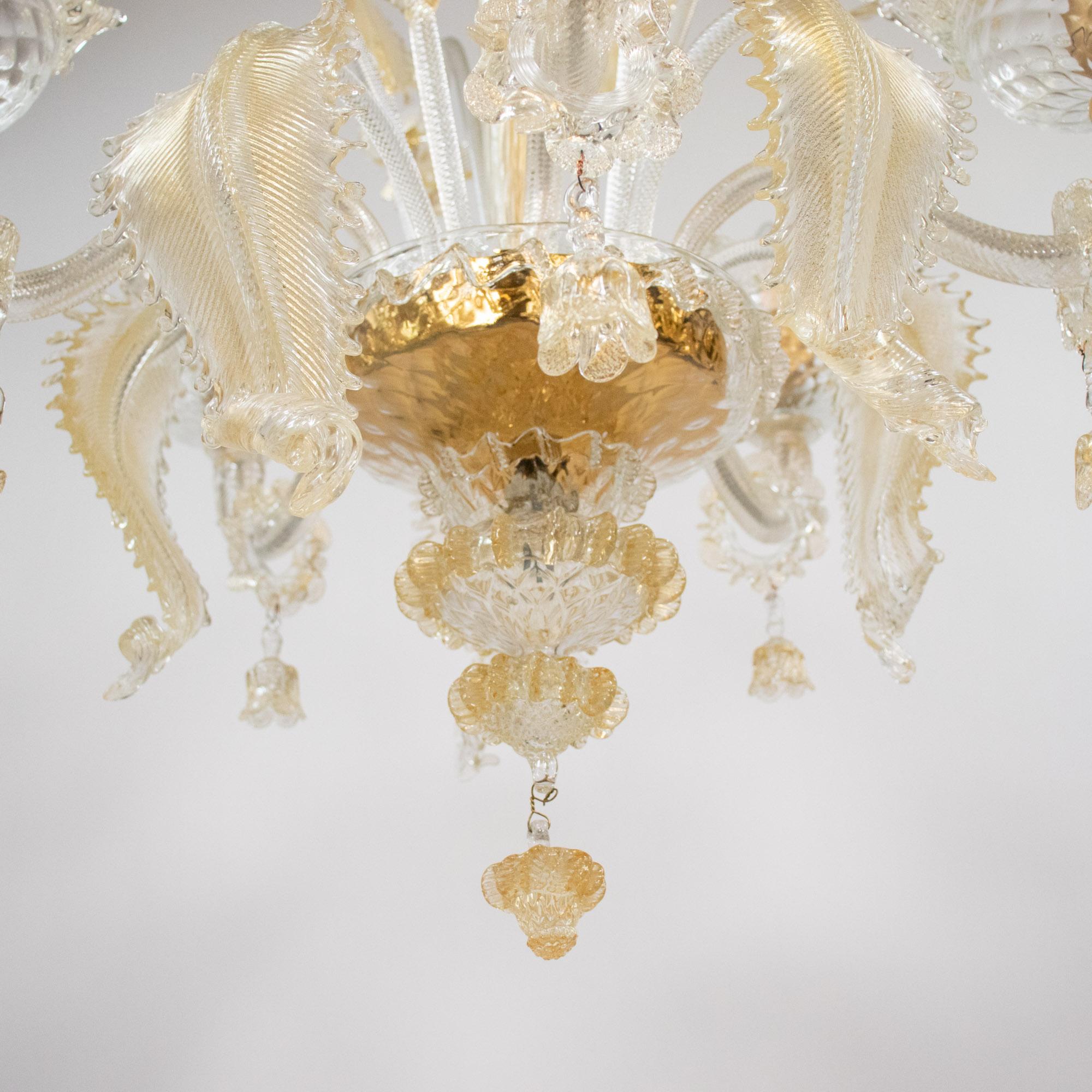 Lampadario barocco vintage di Murano con infusione d'oro in vendita 10