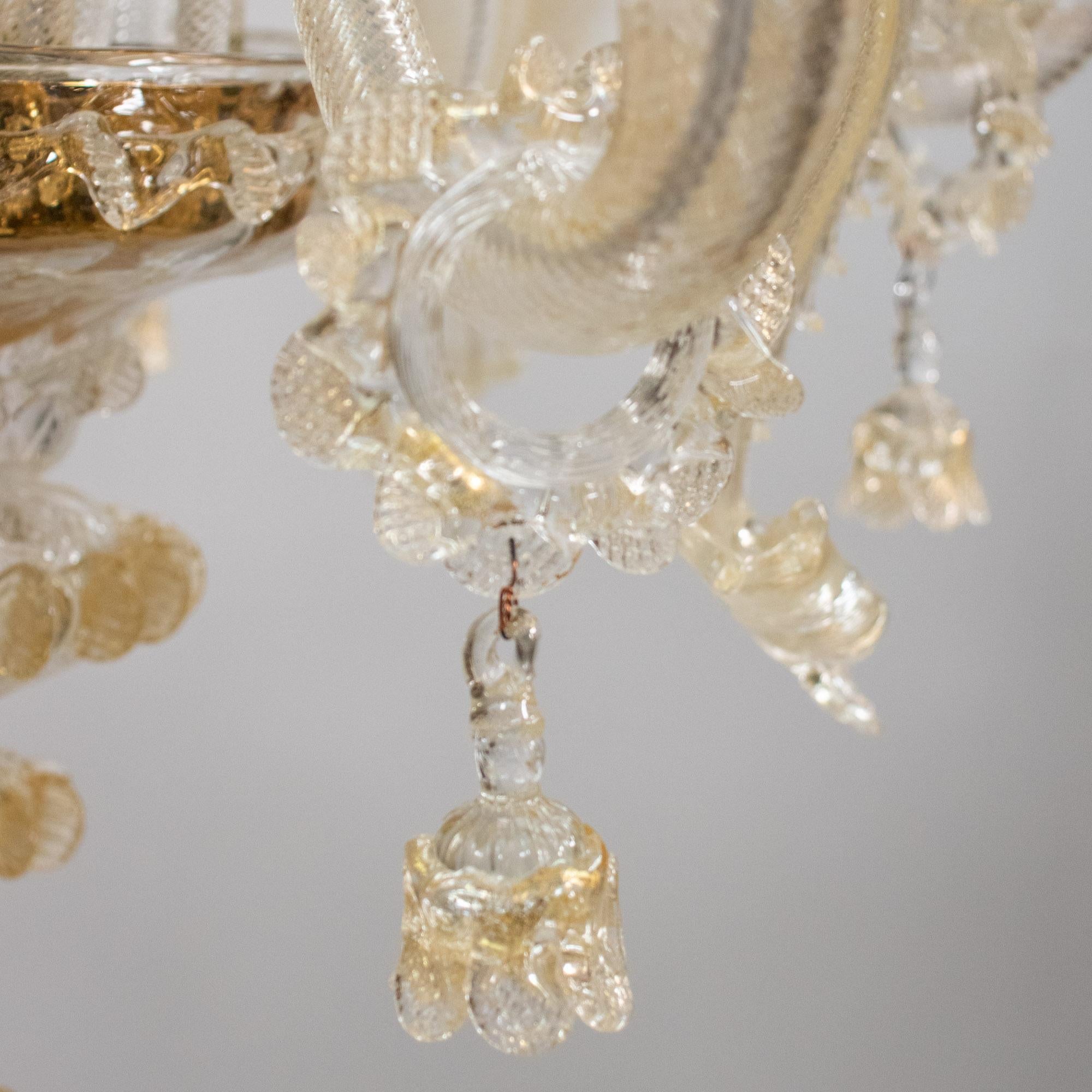 XX secolo Lampadario barocco vintage di Murano con infusione d'oro in vendita