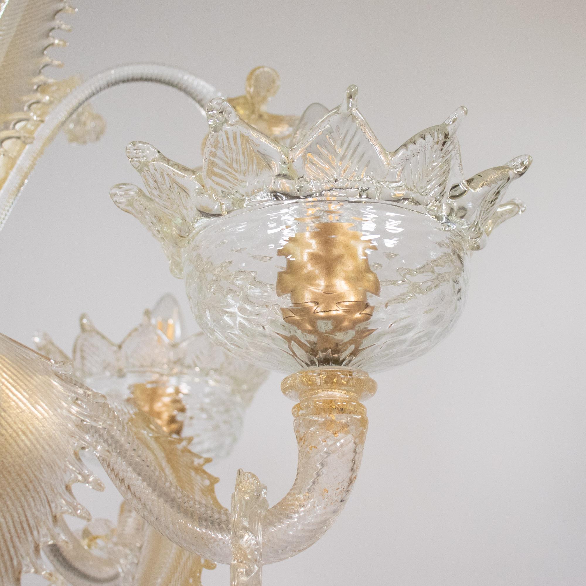 Vetro di Murano Lampadario barocco vintage di Murano con infusione d'oro in vendita