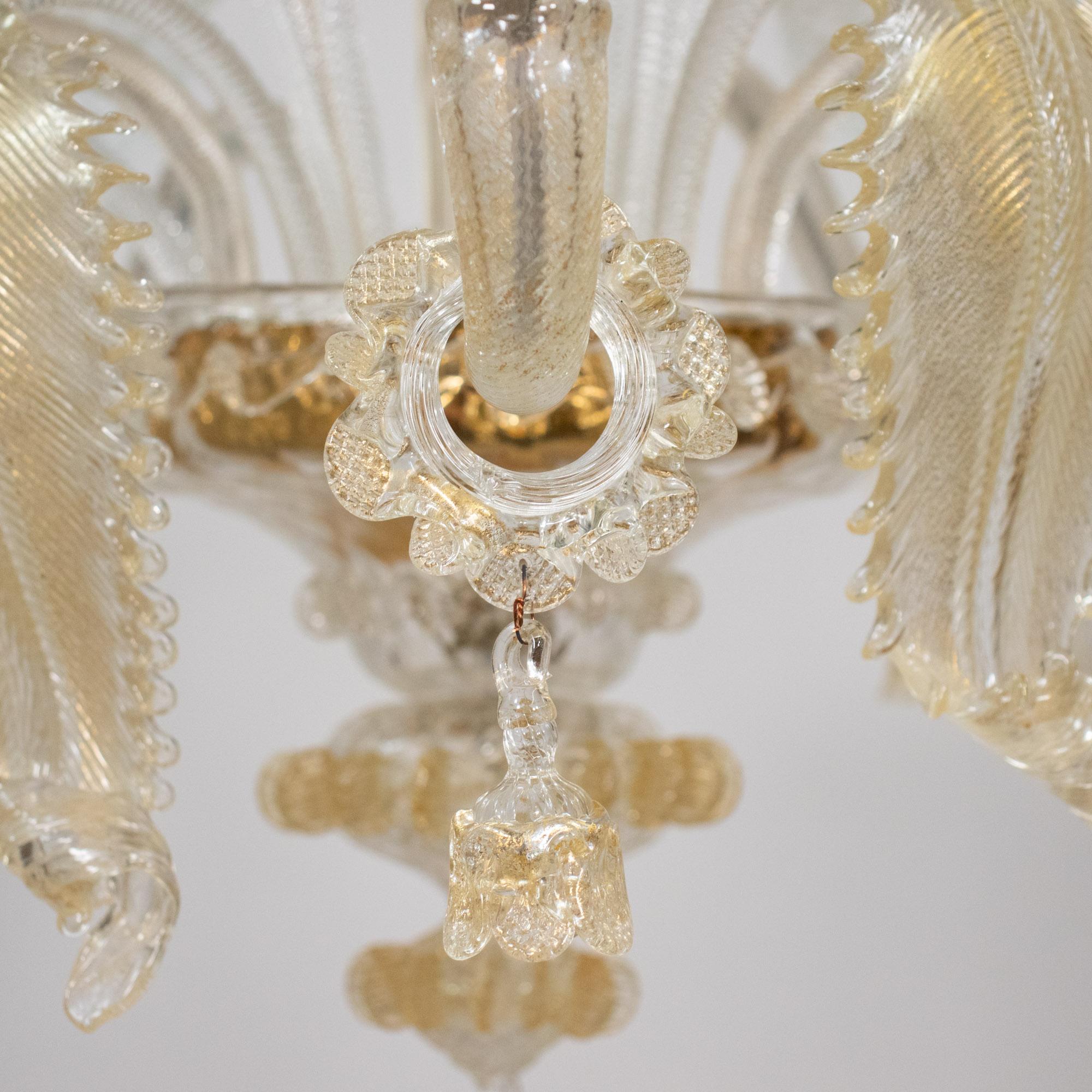 Lampadario barocco vintage di Murano con infusione d'oro in vendita 1