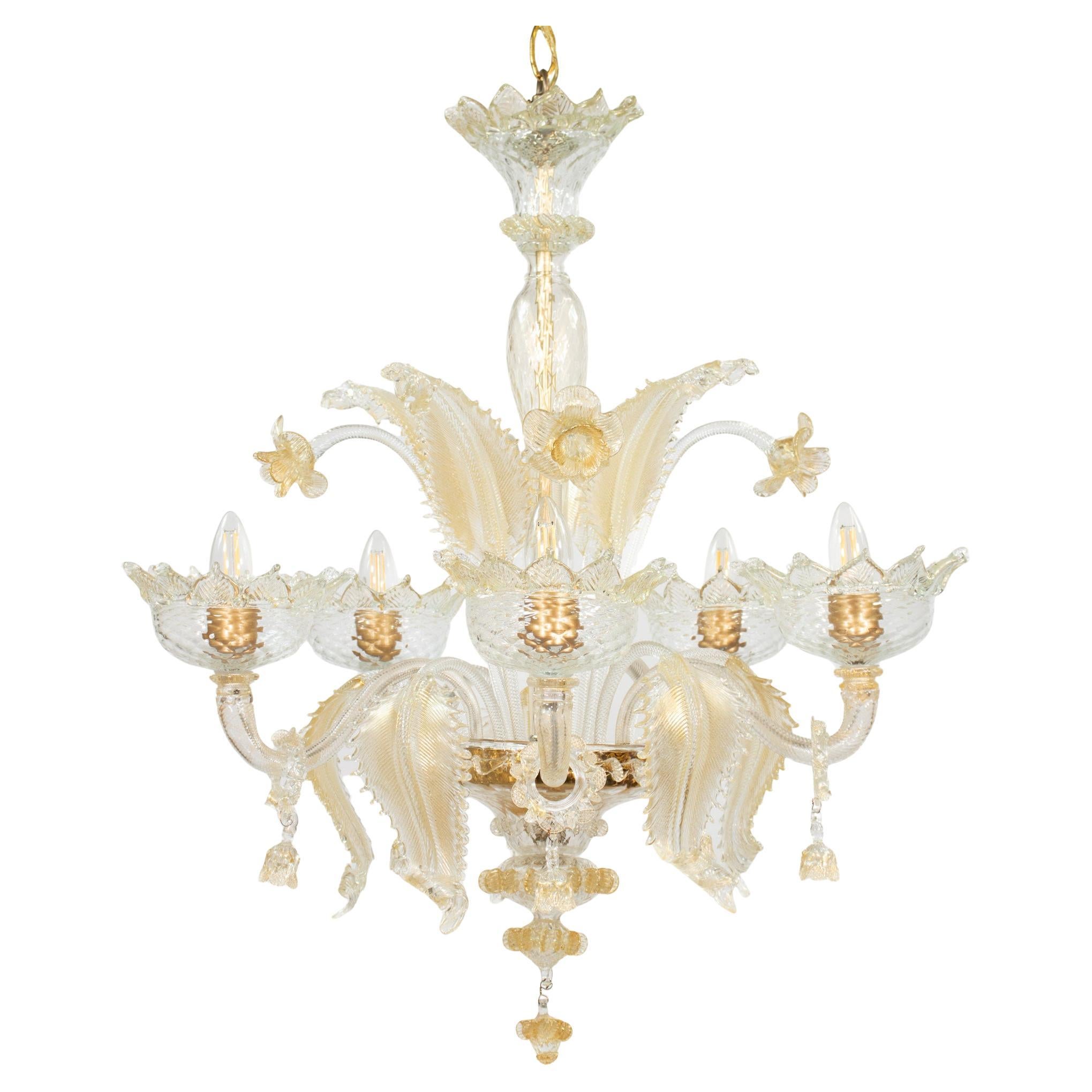 Vintage Baroque Style Gold Infused Murano Chandelier