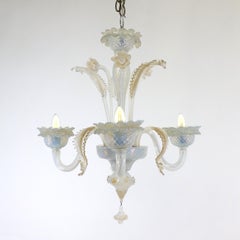 Vintage Baroque Style Gold Infused Opaline Murano Chandelier