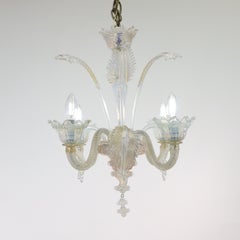 Vintage Baroque Style Gold Infused Opaline Murano Chandelier