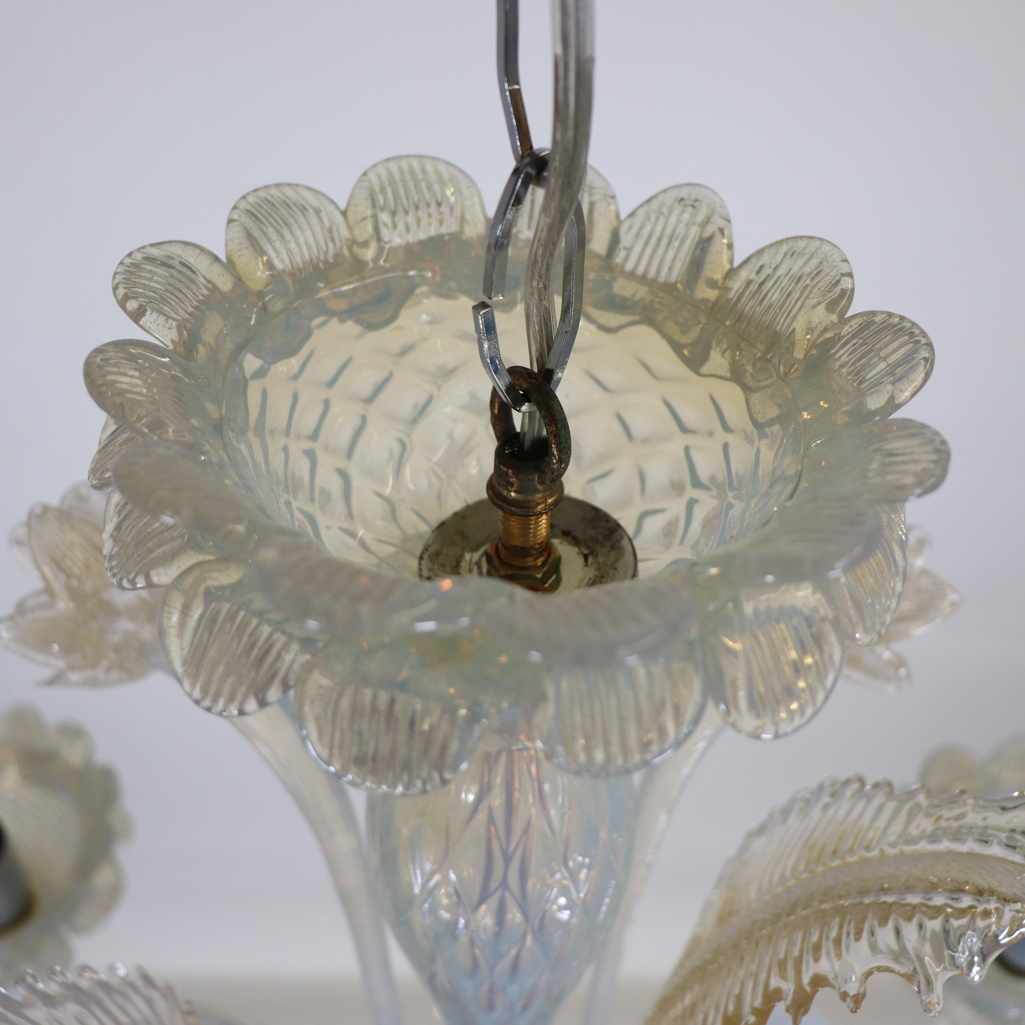 20th Century Vintage Baroque Style Gold Infused Opaline Murano Chandelier For Sale