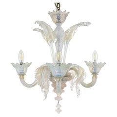 Used Baroque Style Gold Infused Opaline Murano Chandelier