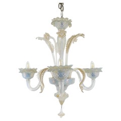 Retro Baroque Style Gold Infused Opaline Murano Chandelier