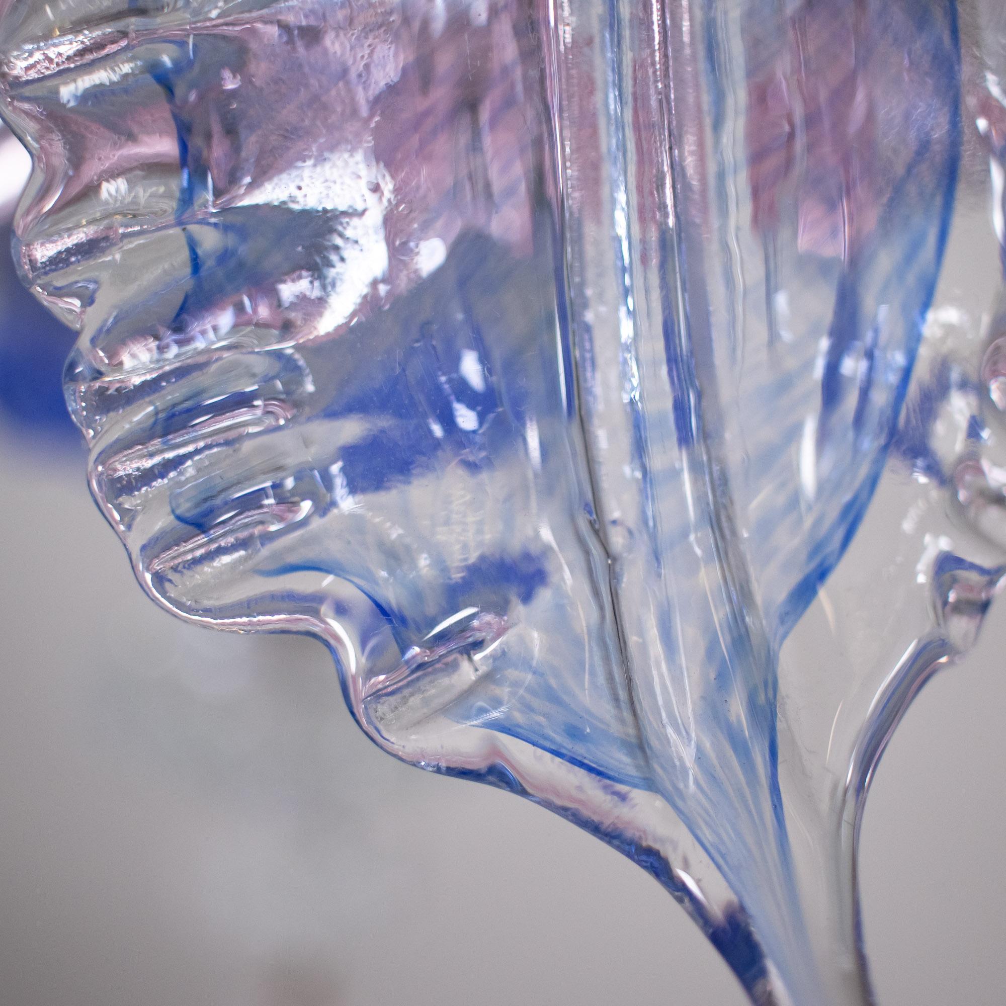 Murano Glass Vintage Baroque Style Pink and Blue Floral Murano Chandelier For Sale
