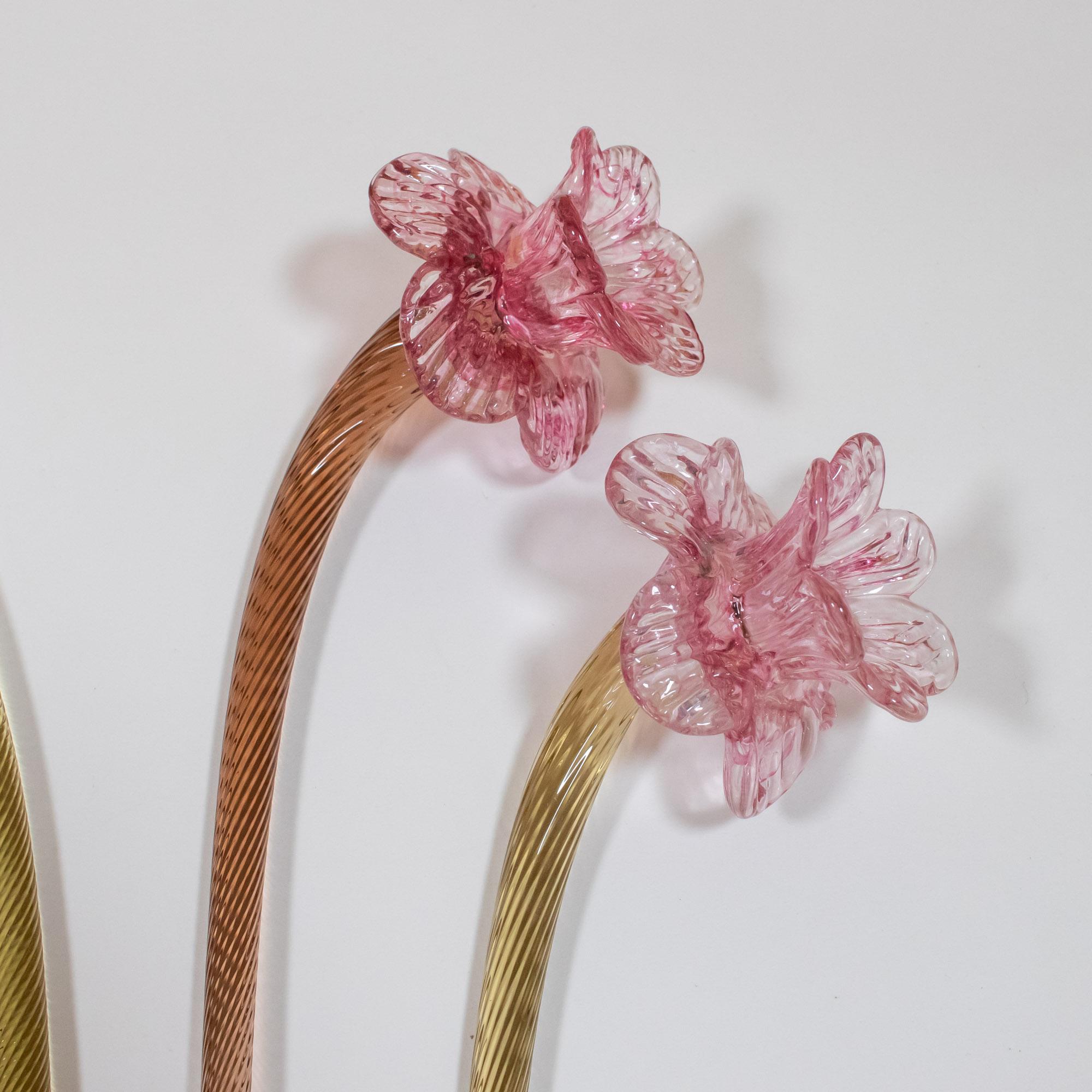 Rosa Karamell-Murano-Kronleuchter im Barockstil im Vintage-Stil im Angebot 6