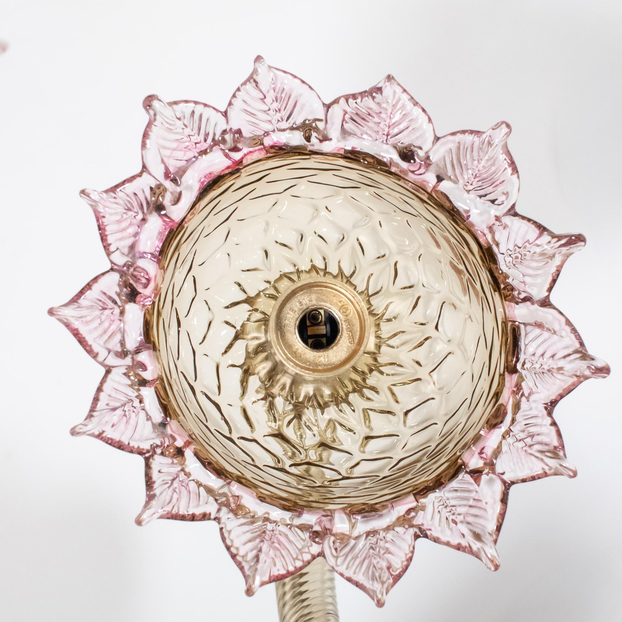 Rosa Karamell-Murano-Kronleuchter im Barockstil im Vintage-Stil im Angebot 8