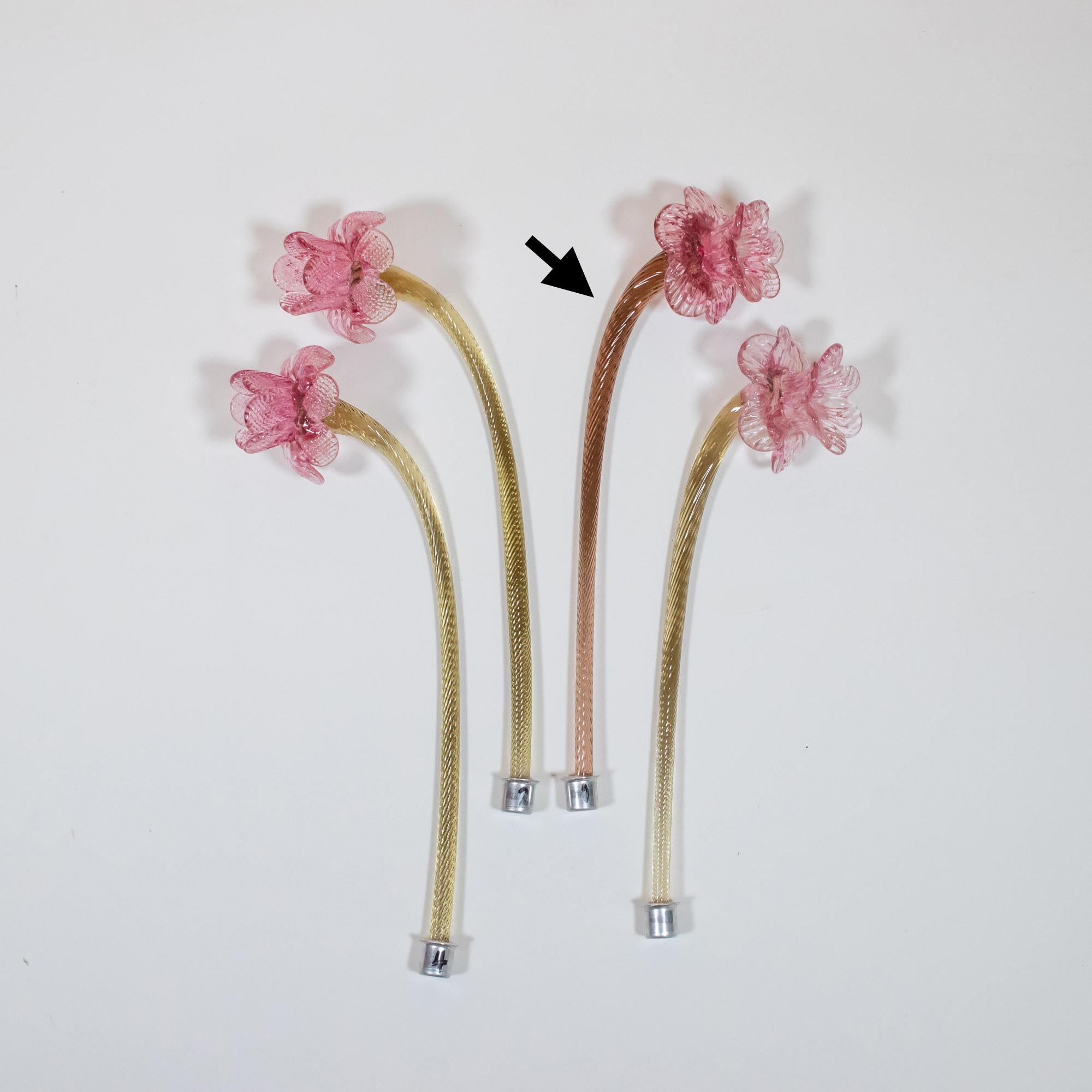 Rosa Karamell-Murano-Kronleuchter im Barockstil im Vintage-Stil (Muranoglas) im Angebot