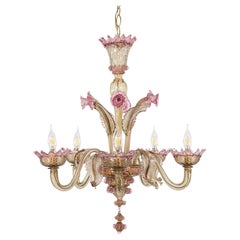 Vintage Baroque Style Pink Caramel Murano Chandelier