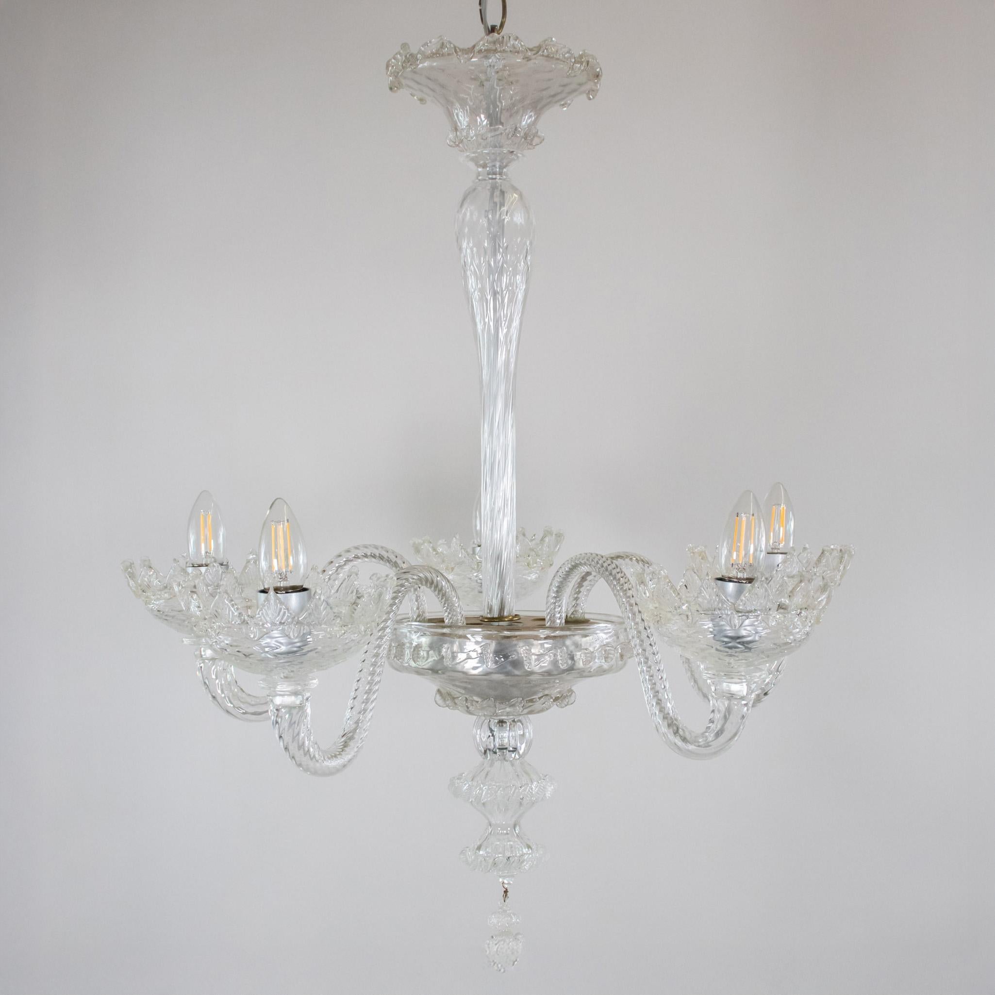 Vintage Barock Stil Gesteppte Cristallo Murano Kronleuchter im Angebot 3