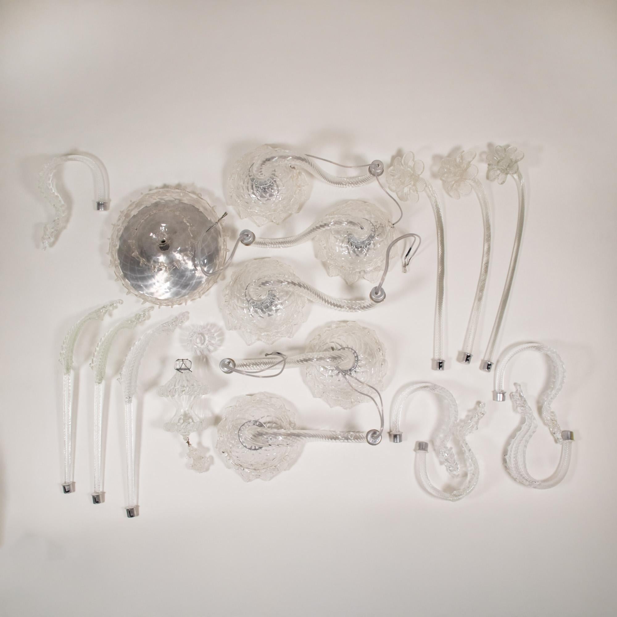 Vintage Barock Stil Gesteppte Cristallo Murano Kronleuchter im Angebot 4