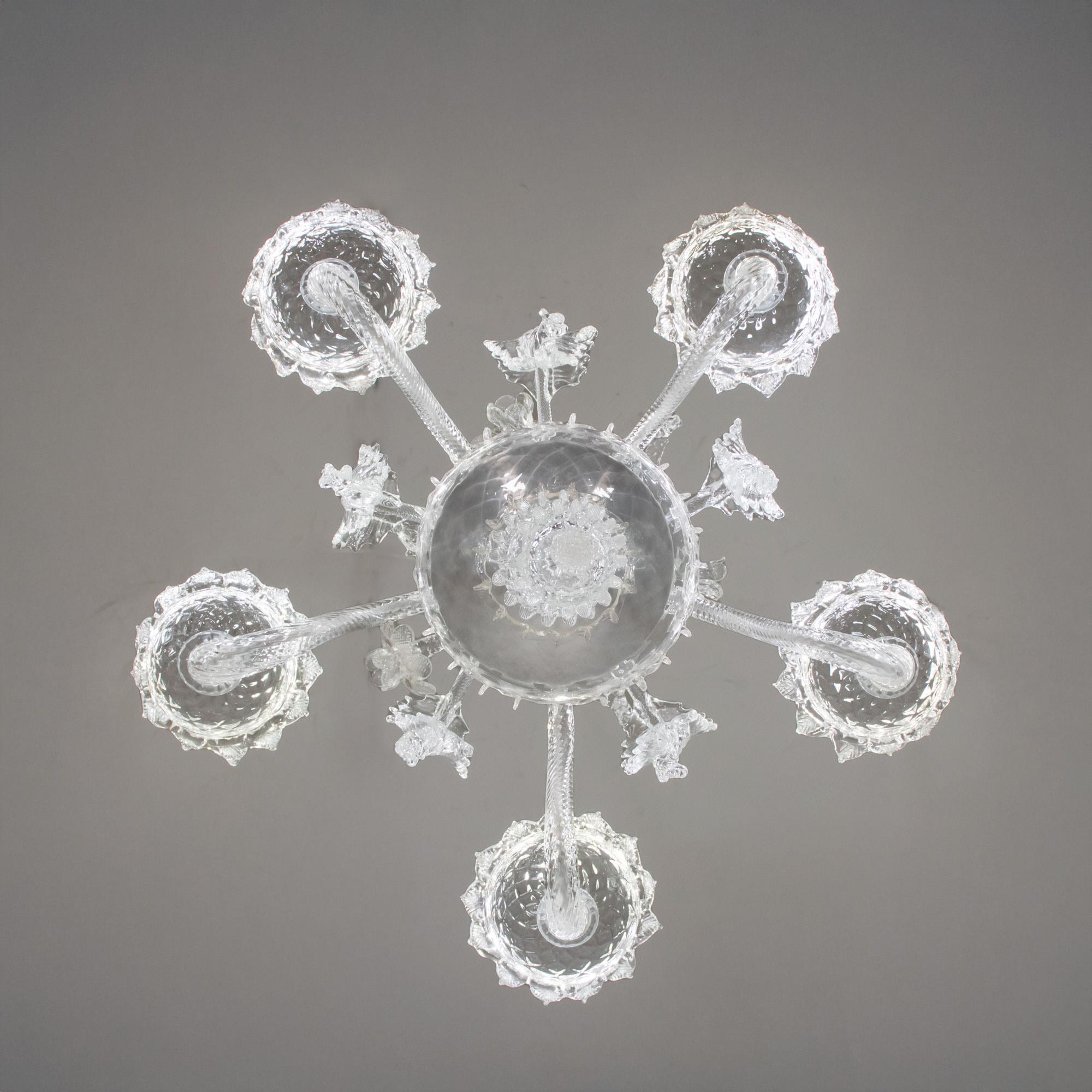 Vintage Barock Stil Gesteppte Cristallo Murano Kronleuchter im Angebot 5