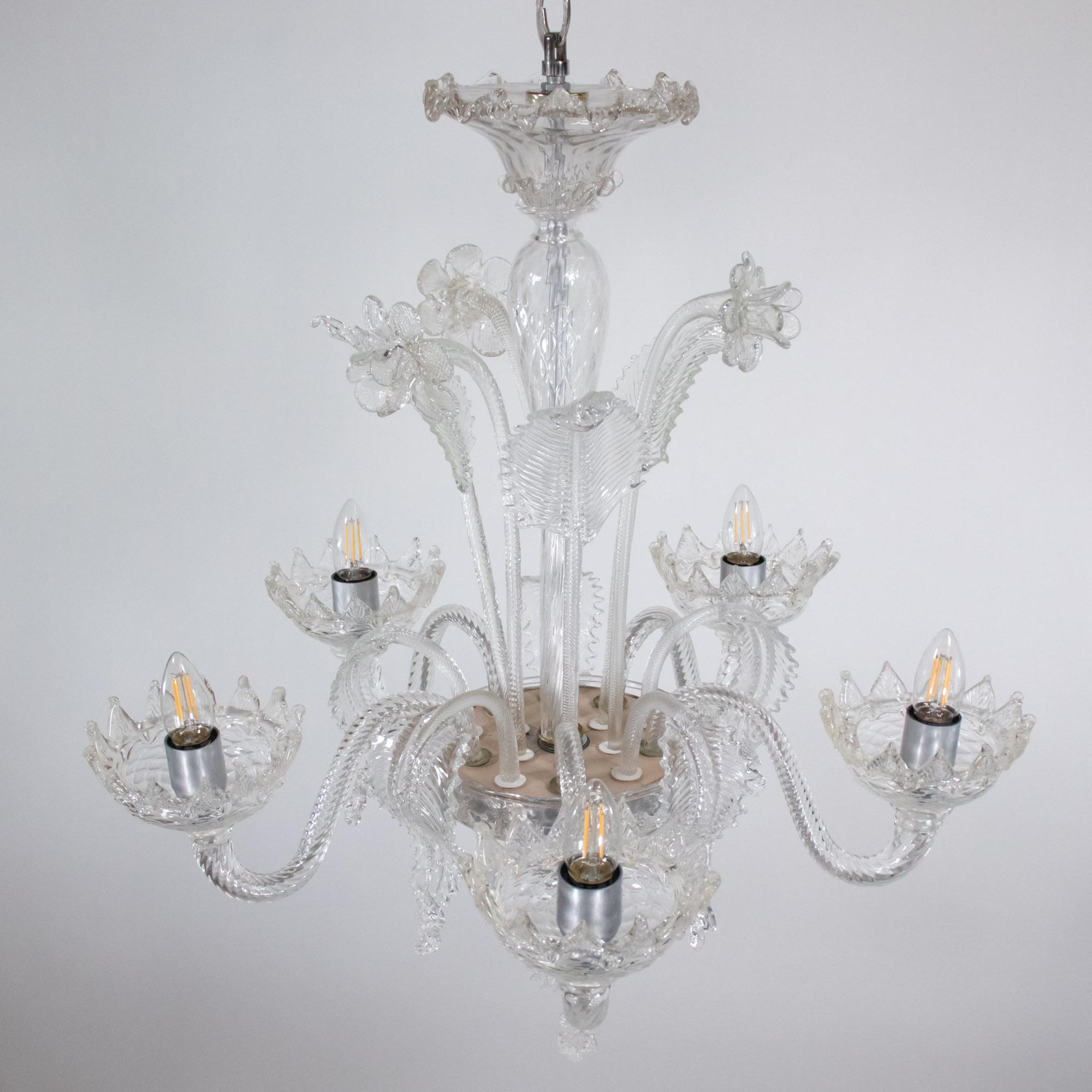 Vintage Barock Stil Gesteppte Cristallo Murano Kronleuchter im Angebot 13