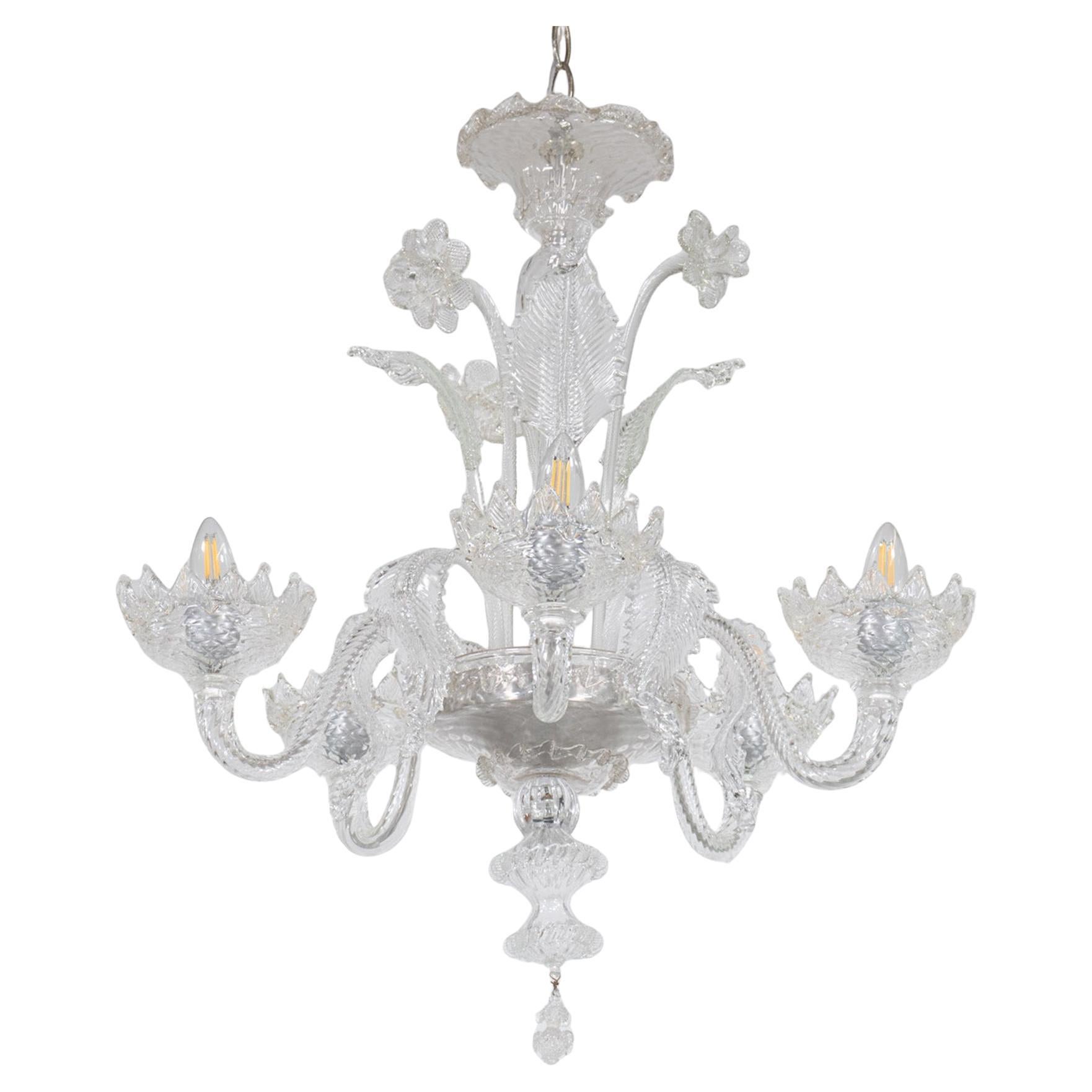 Vintage Baroque Style Quilted Cristallo Murano Chandelier
