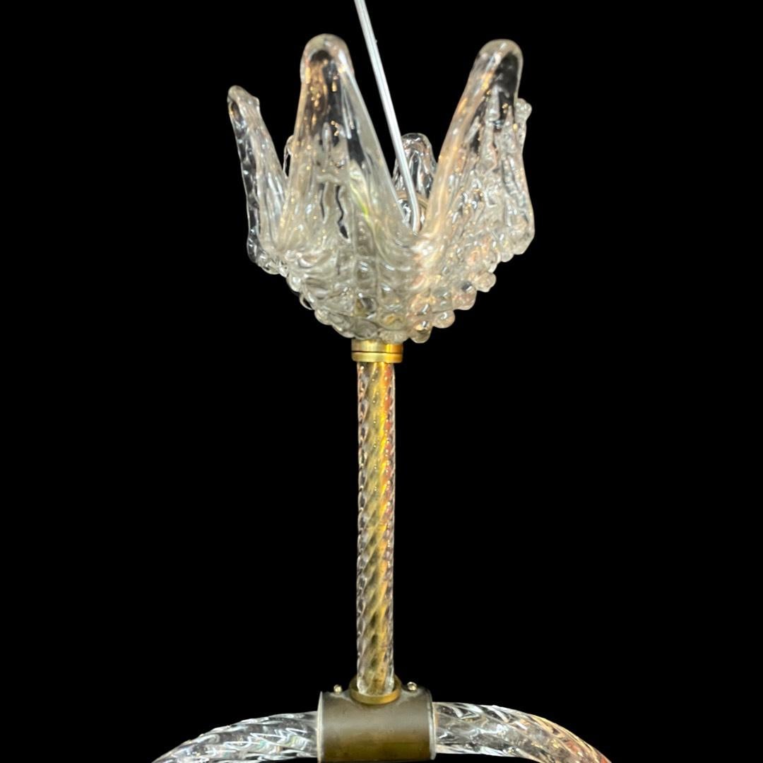 Bronze Vintage Barovier 1940s Murano Glass Pendant Light For Sale