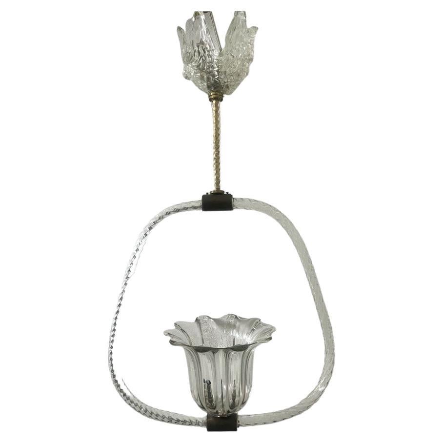 Vintage Barovier 1940s Murano Glass Pendant Light For Sale