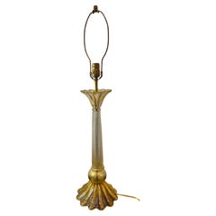 Vintage Murano Barovier and Toso Cordonato D' Oro Glass Table Lamp