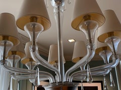 Italian Crystal Chandelier with Shades ,  Barovier and Toso