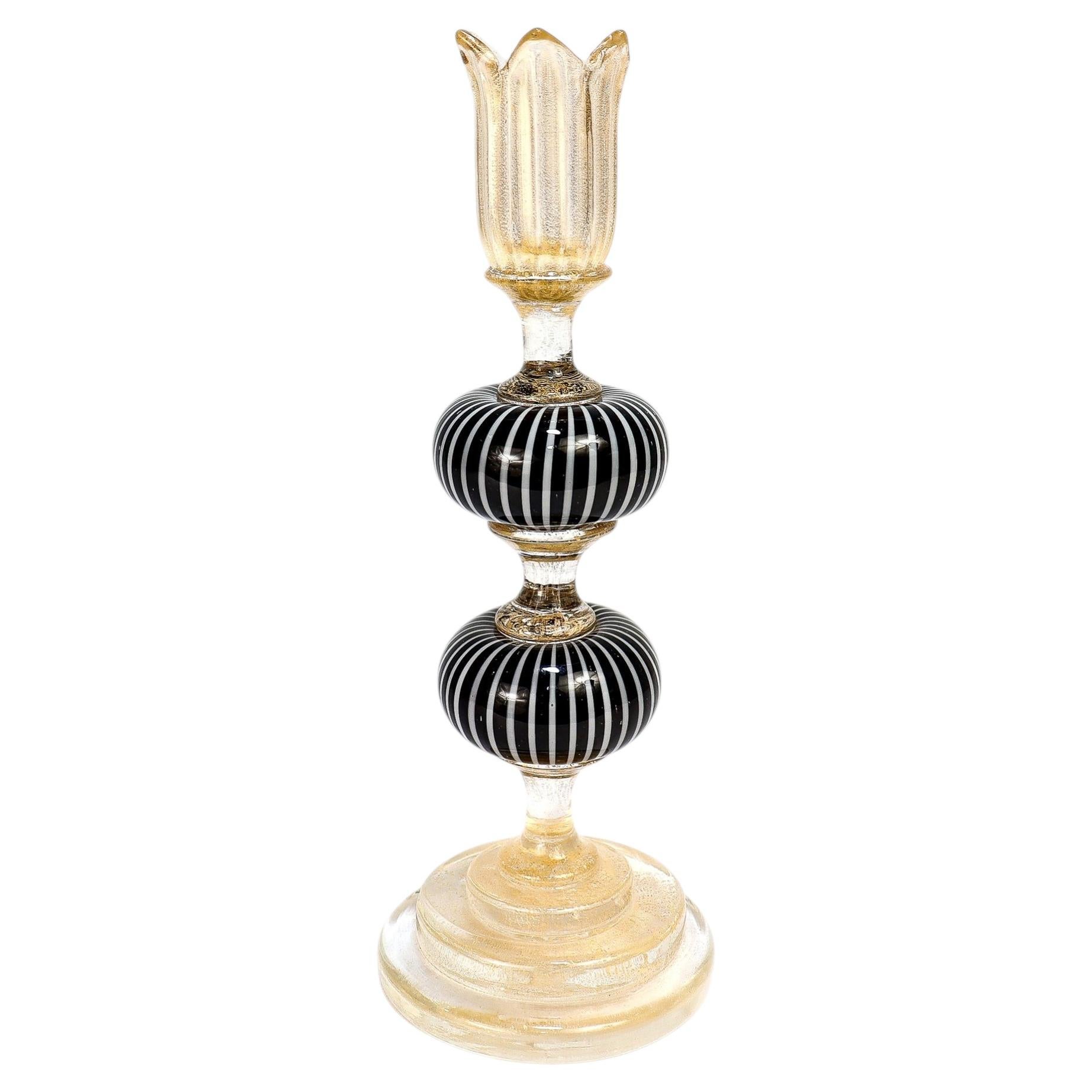 Vintage Barovier Attributed Murano / Venetian Art Glass Pedestal Candlestick