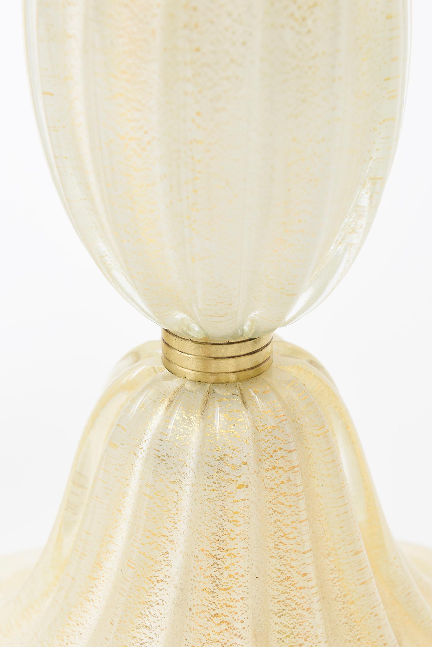 Oro Barovier&Toso d'epoca, avventurina d'oro e ottone, lampade da tavolo a gradini, coppia di lampade da tavolo in vendita