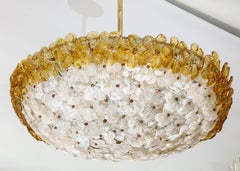 Vintage Barovier Milk and Gold Glass Flowers in a Bouquet Chandelier