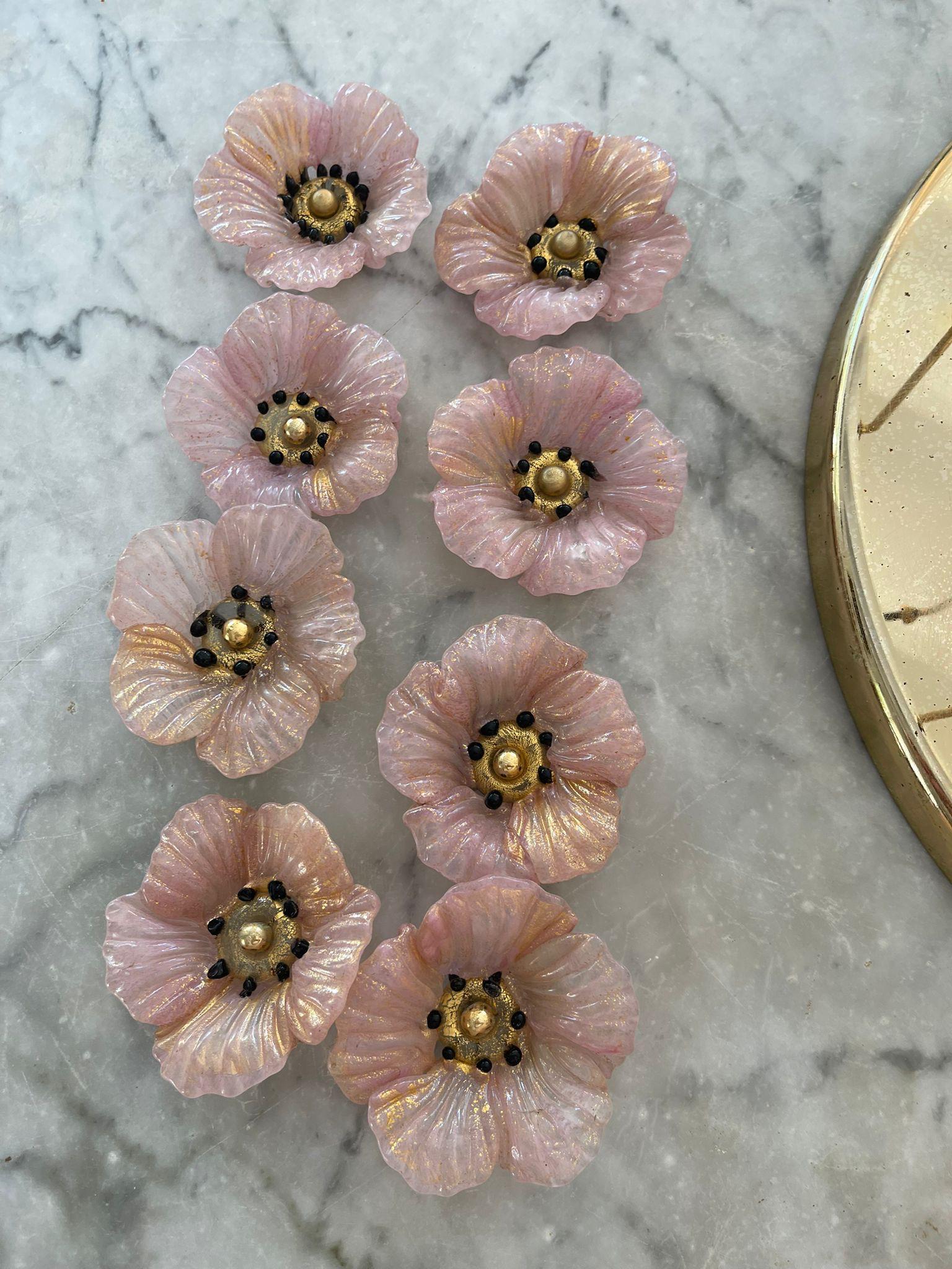 Vintage Barovier Murano Glass Flower Anemone Ceiling Light, Italy, 1970s In Good Condition In Paris, France