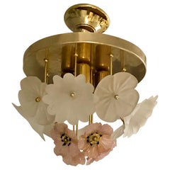 Vintage Barovier Murano Glass Flower Anemone Ceiling Light, Italy, 1970s