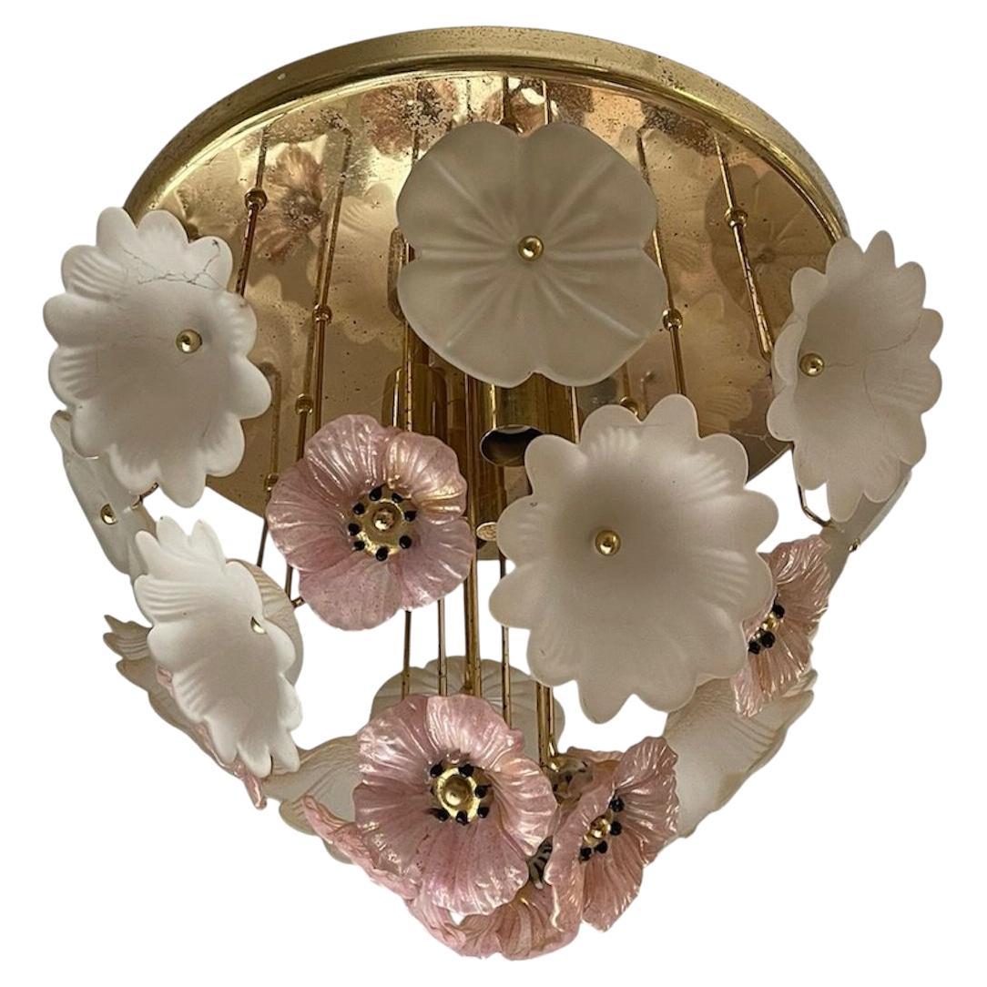 Vintage Barovier Murano Glass Flower Anemone Ceiling Light, Italy, 1970s