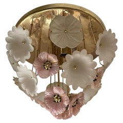 Vintage Barovier Murano Glass Flower Anemone Ceiling Light, Italy, 1970s