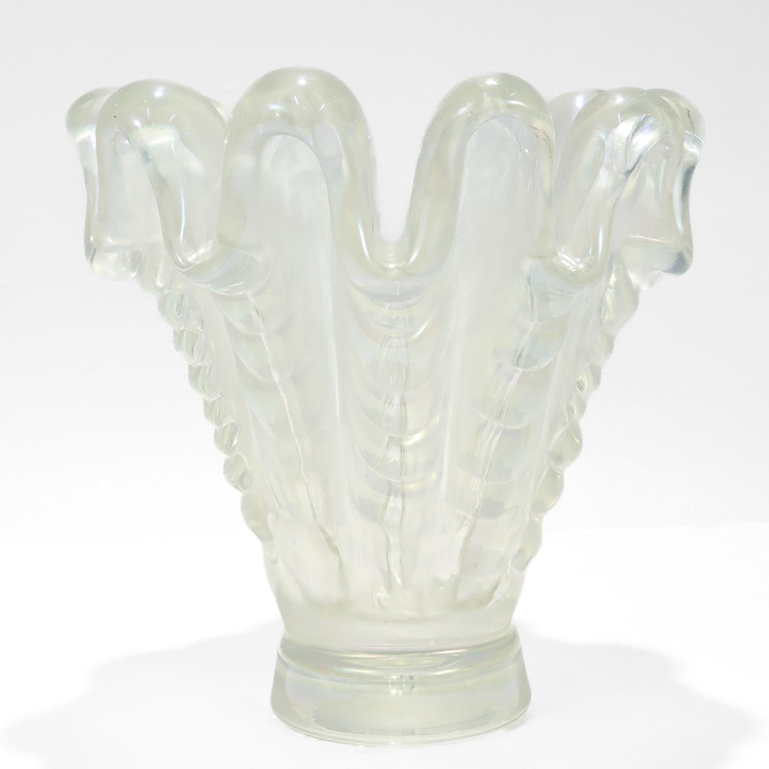 Mid-Century Modern Vintage Barovier & Toso 'A Grosse Costolature' Art Glass Vase For Sale