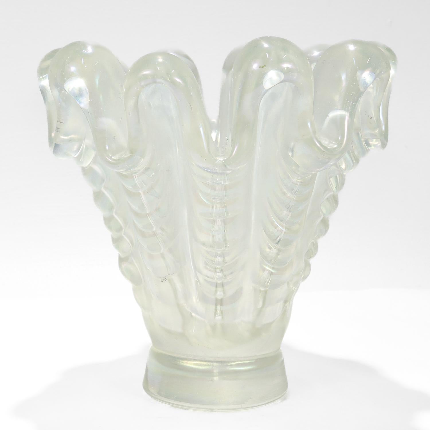 Italian Vintage Barovier & Toso 'A Grosse Costolature' Art Glass Vase For Sale