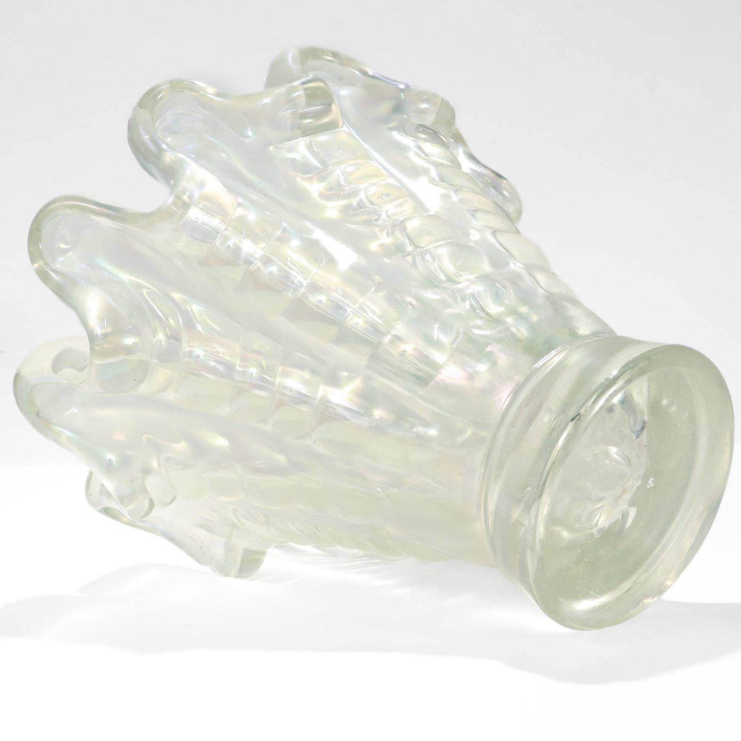 Vintage Barovier & Toso 'A Grosse Costolature' Art Glass Vase For Sale 2