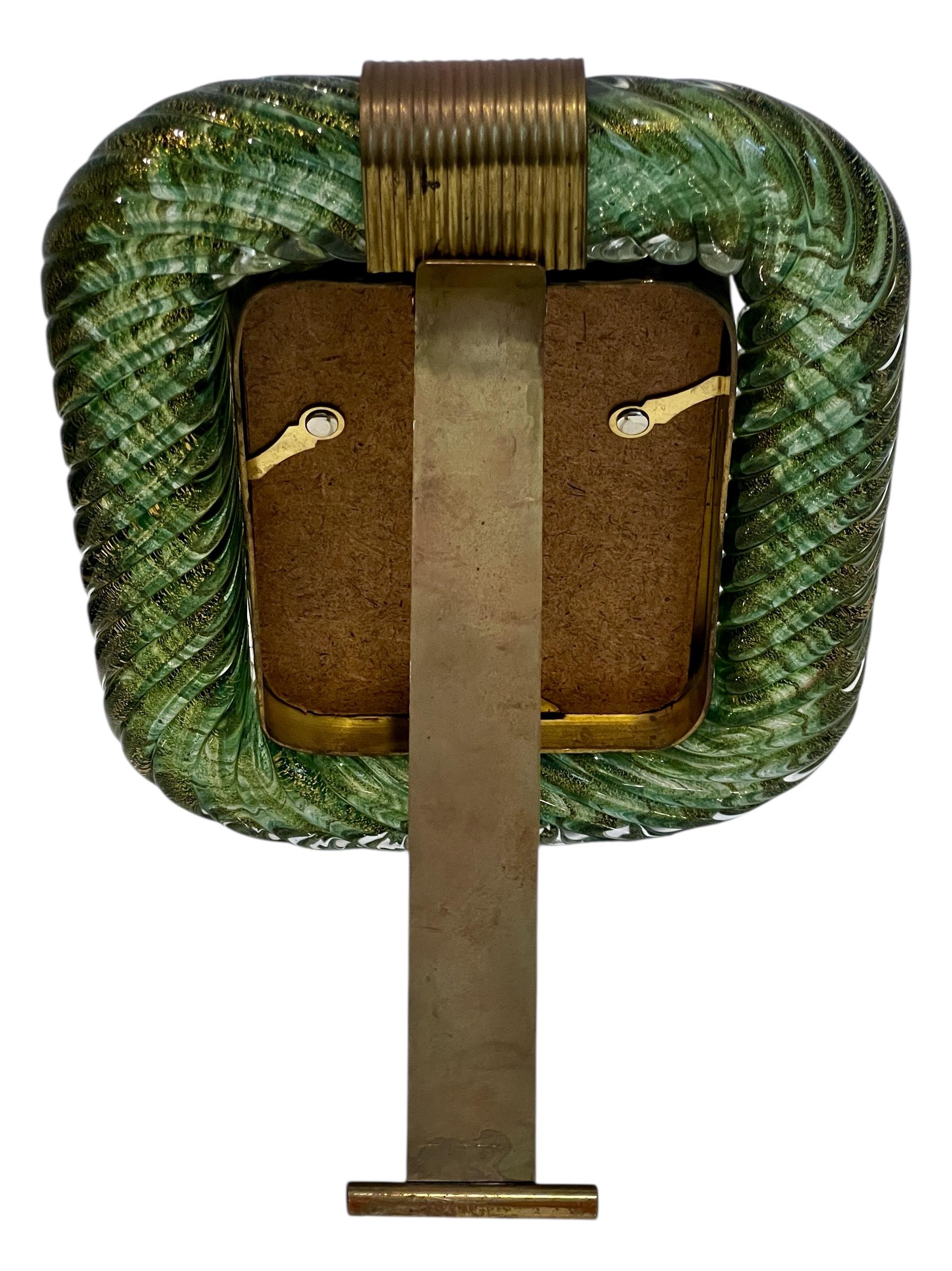 Italiano Cornice d'epoca in vetro di Murano verde smeraldo e oro Barovier&Toso in vendita