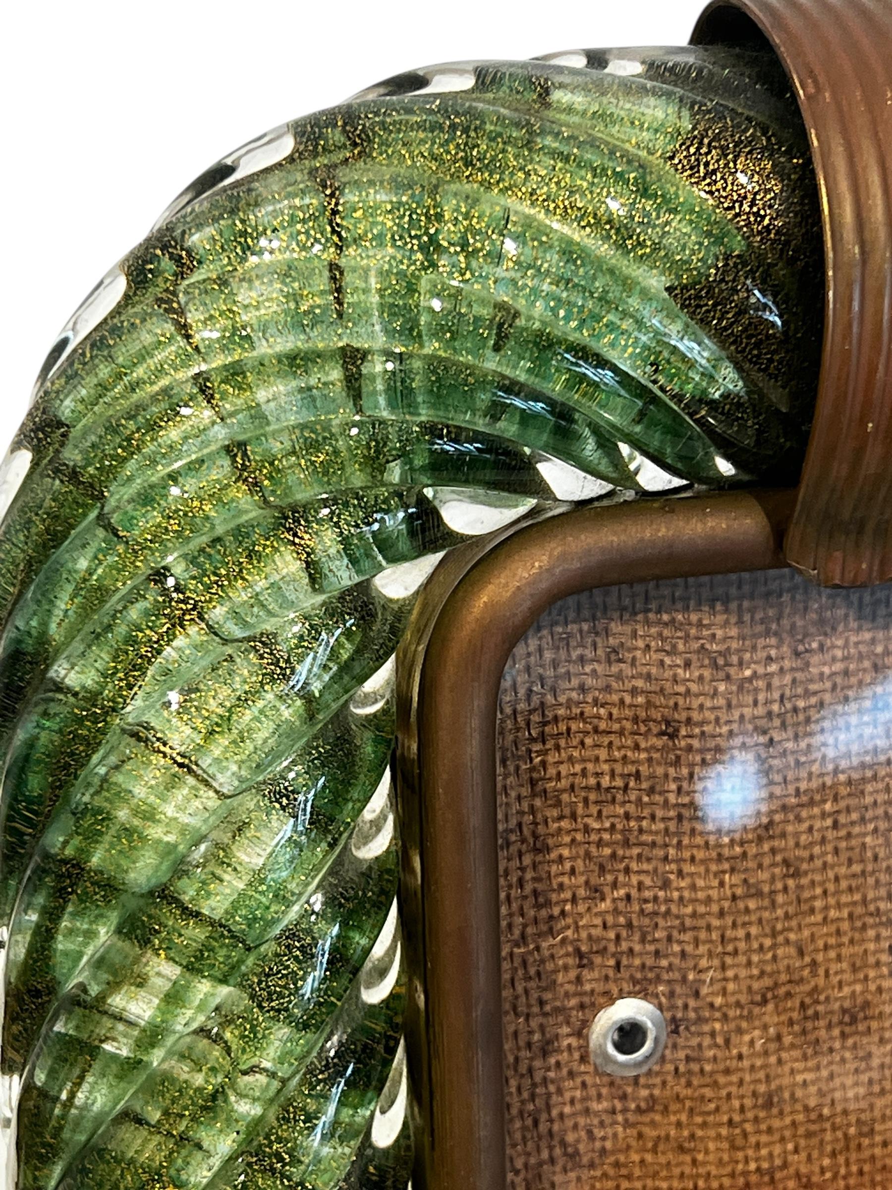 Ottone Cornice d'epoca in vetro di Murano verde smeraldo e oro Barovier&Toso in vendita