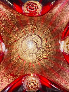 Vintage Barovier & Toso Murano Glass Bowl with Gold Leaf