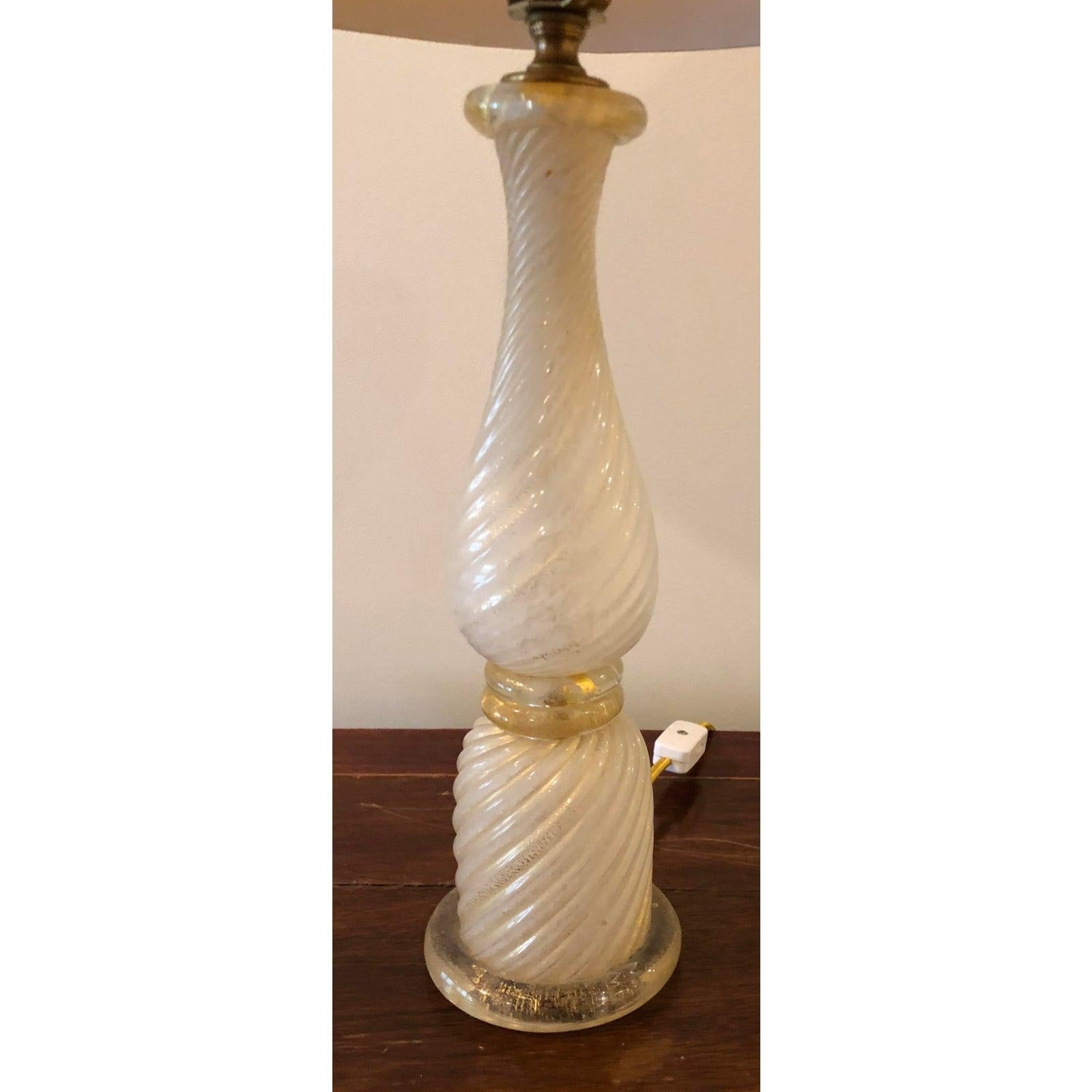 Vintage Barovier & Toso Murano glass table lamp. It includes, the shade is by Millie Hampshire.