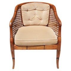 Vintage Barrel Back Faux Bamboo and Cane Chair