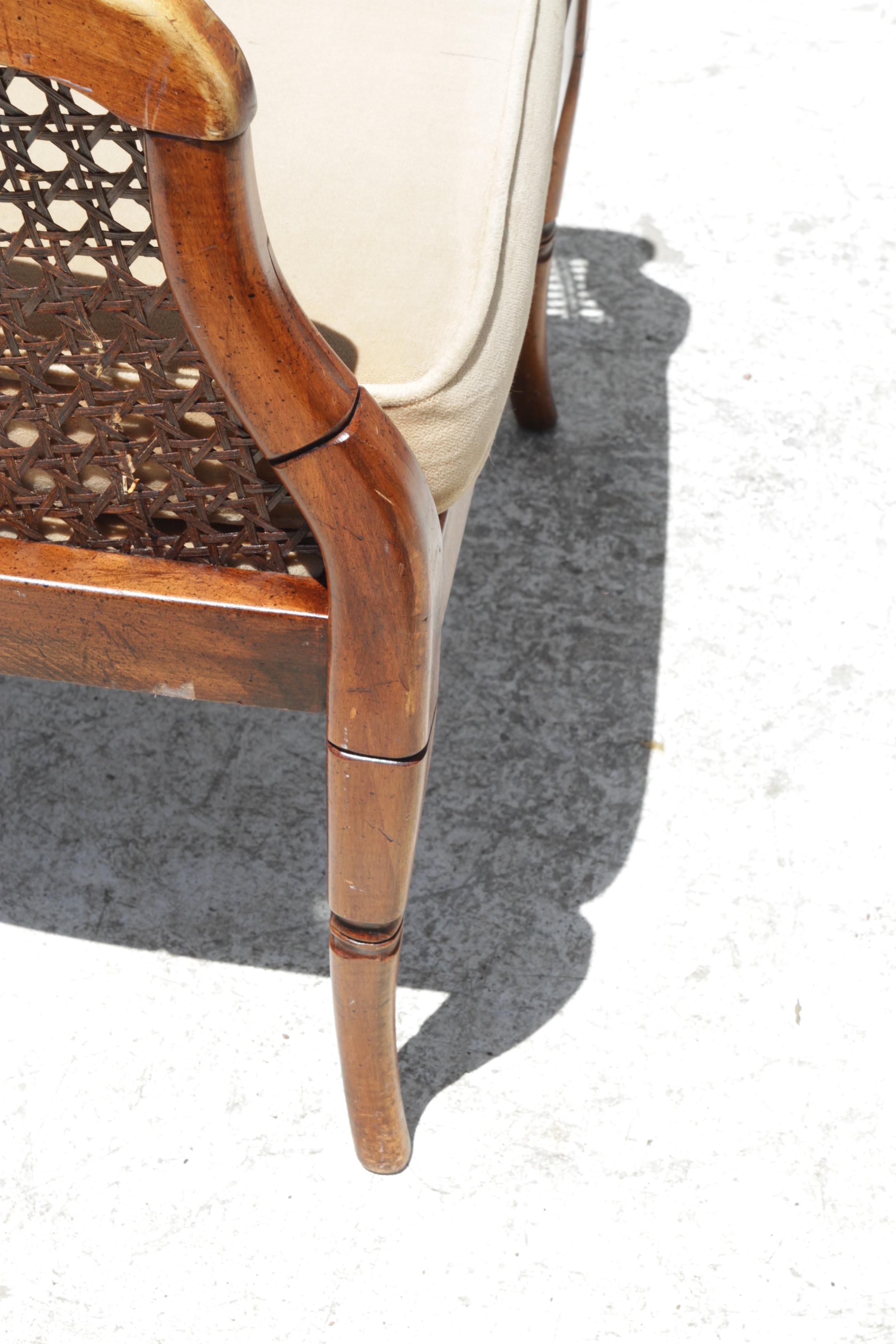 Tissu Chaise vintage à dossier en faux bambou et cannage en vente