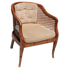 Vintage Barrel Back Faux Bamboo and Cane Chair