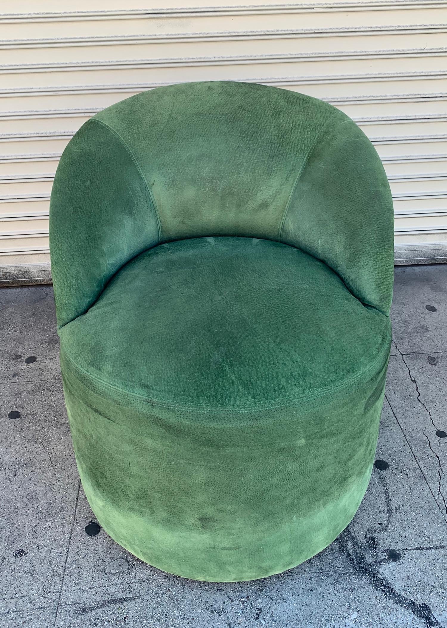 green suede chair