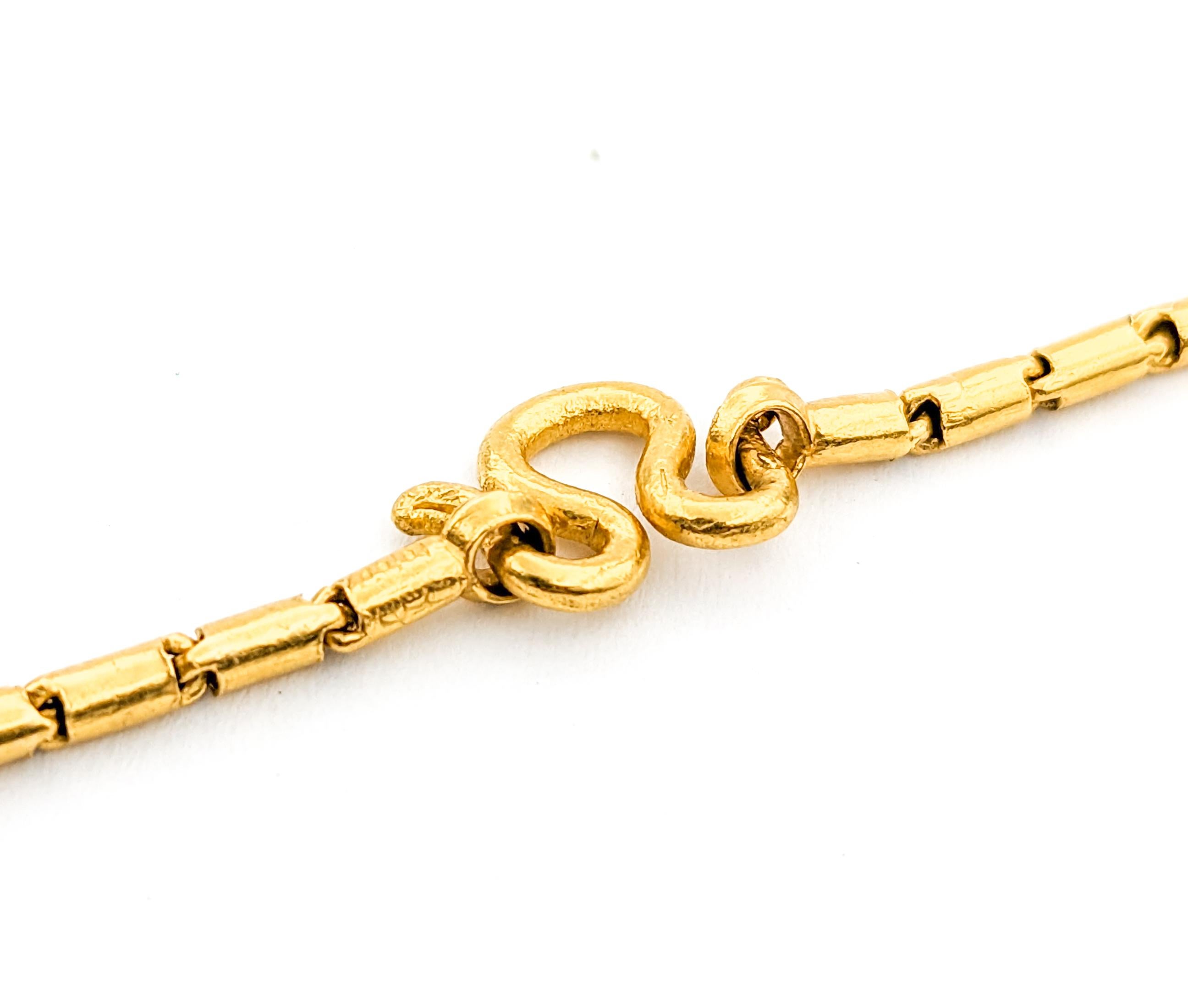 Modern Vintage Barrel Link Chain Necklace in 21k Yellow Gold For Sale