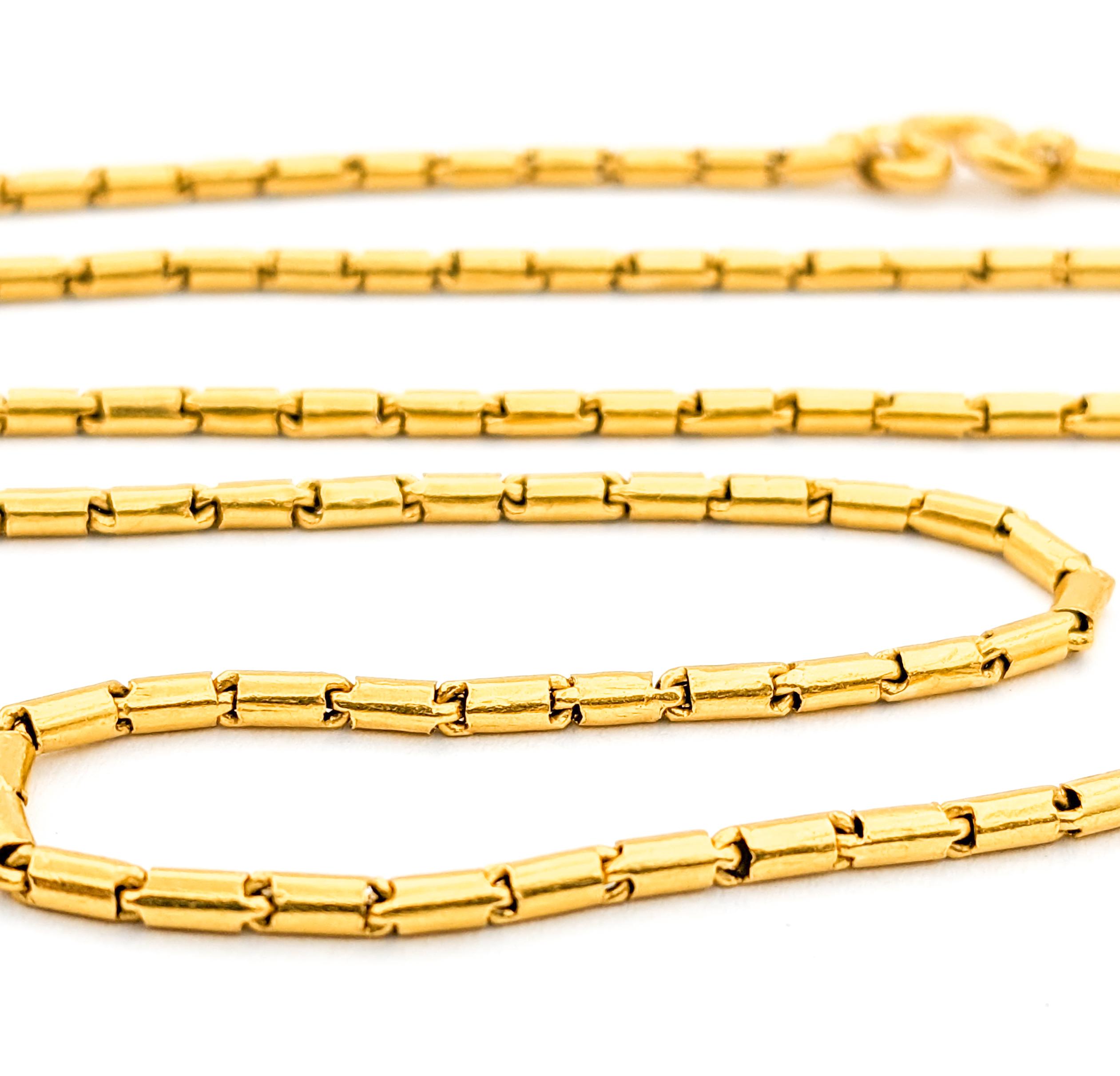 Vintage Barrel Link Chain Necklace in 21k Yellow Gold In Excellent Condition For Sale In Bloomington, MN