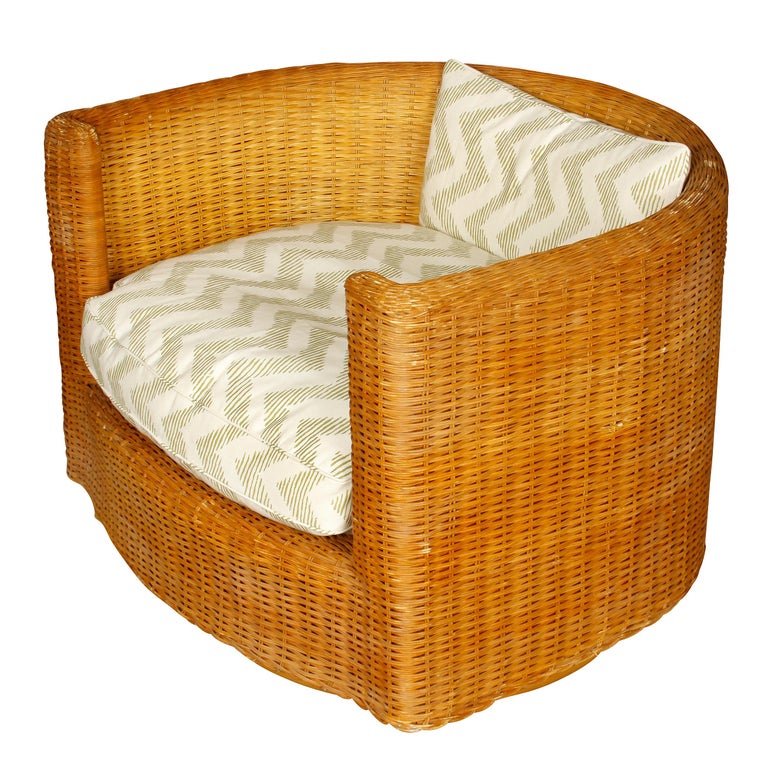 Vintage Barrel Swivel Wicker Chair in Lee Jofa Fabric For ... View our extensive selection of wicker chairs and rockers!