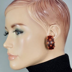 Vintage BARRERA Sputnik Wood Beaded Hoop Earrings