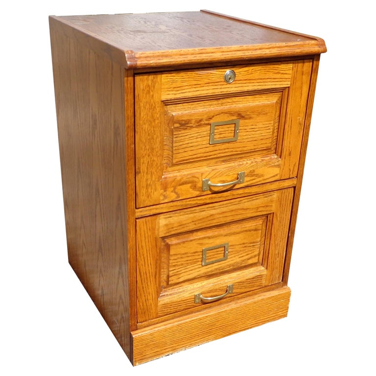 Vintage Two Drawer Oak Locking Filing Cabinet For At 1stdibs Wooden File With Lock 2